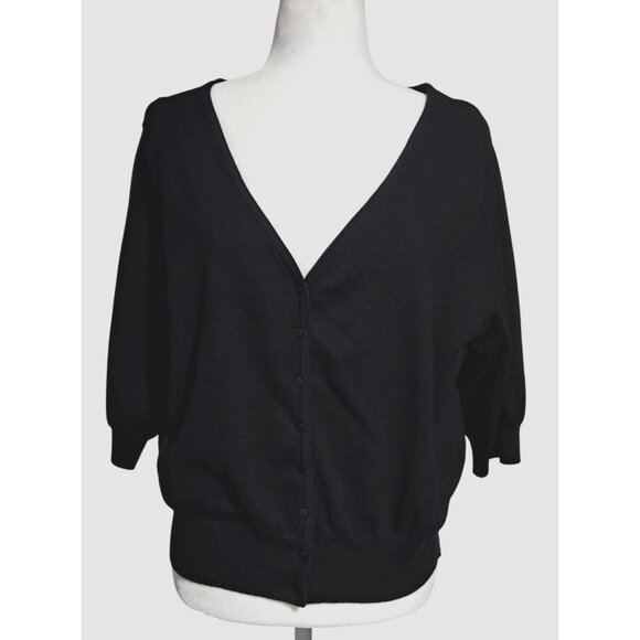 Donna Ricco Cardigan Sweater Womens Size L Silk Blend Button Front Half Sleeves - Picture 1 of 10